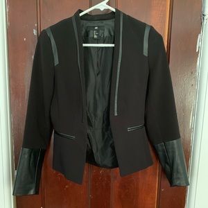 Blazer with Leather Detail